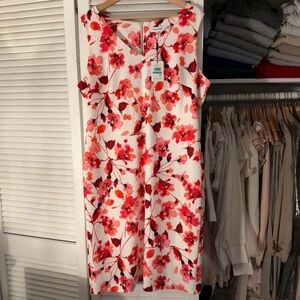 Calvin Klein Floral Sleeveless Sheath Dress | White | 16 | NWT